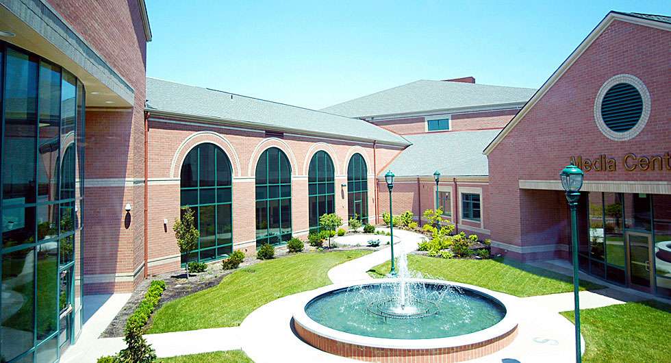 high school campus fountain